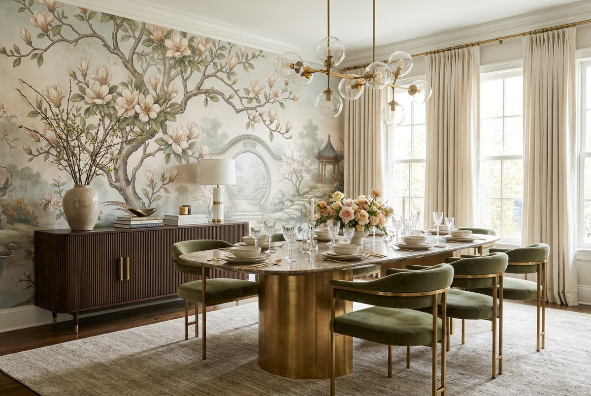 sage magnolia wallpaper mural custom self adhesive dining removable non woven vinyl
