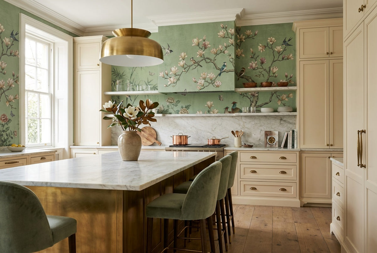 sage magnolia wallpaper mural custom self adhesive kitchen removable non woven vinyl