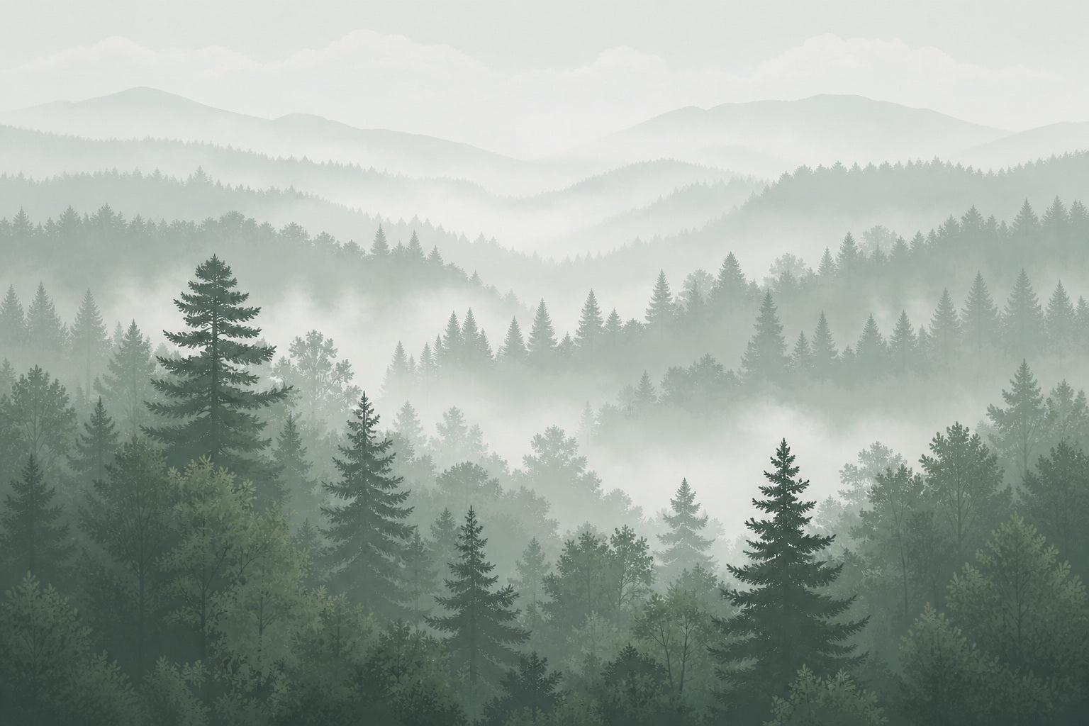 Sage Misty Wallpaper Mural