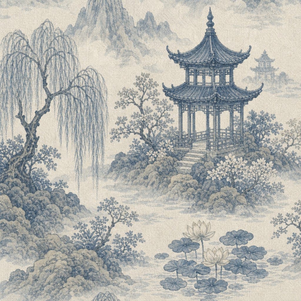 Sage Pagoda Wallpaper Mural product view