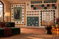 Sage Cat Patchwork Halloween Wallpaper Mural