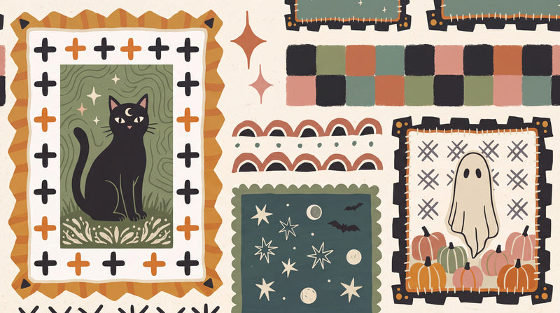 Sage Cat Patchwork Halloween Wallpaper Mural