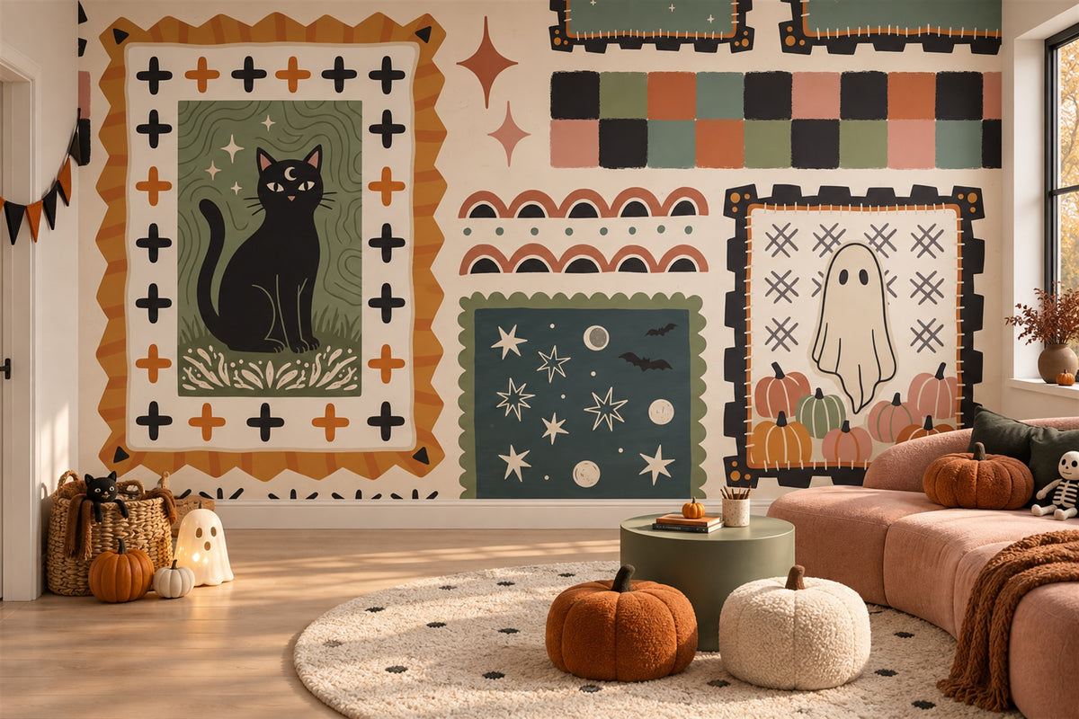 sage patchwork wallpaper mural playroom custom removable non woven vinyl stick on
