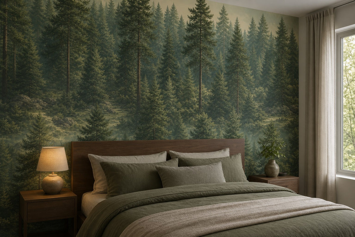 Sage Pine Wallpaper Mural product view
