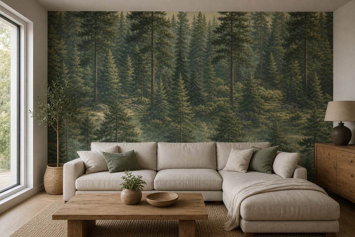 Sage Pine Wallpaper Mural product view