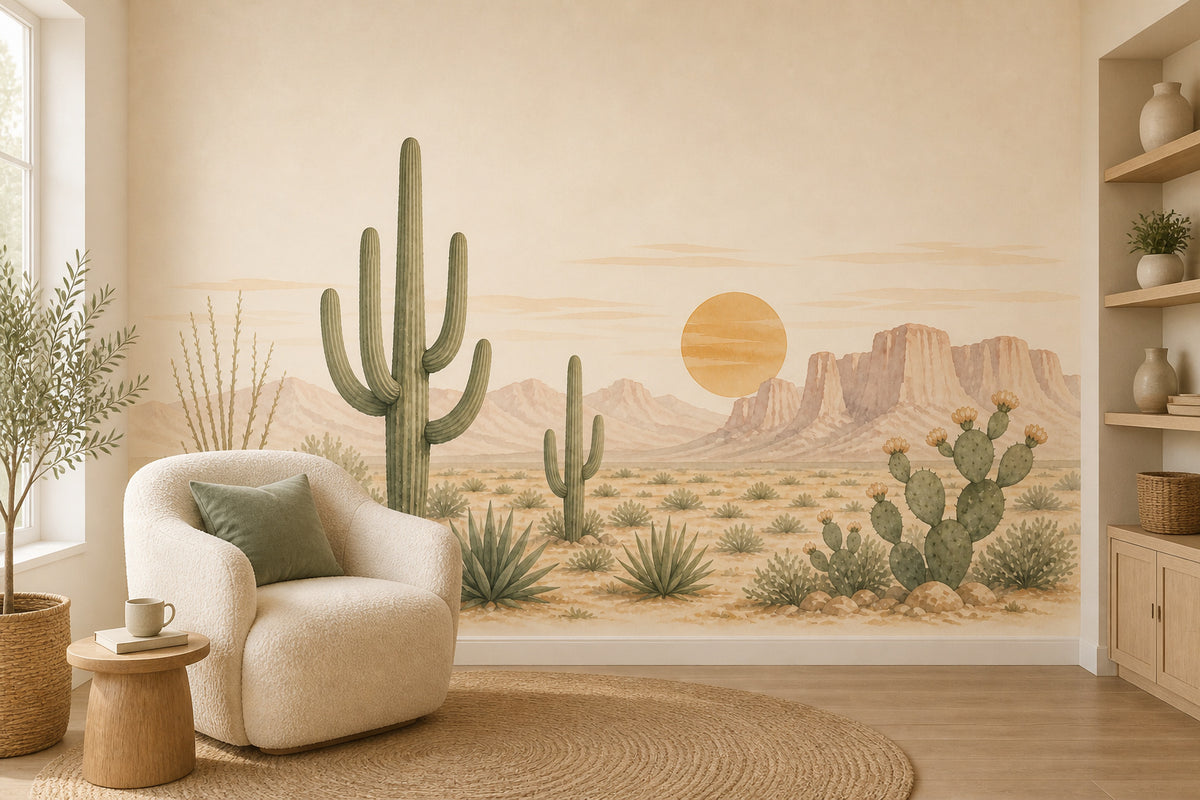 Sage Cactus Wallpaper Mural product view
