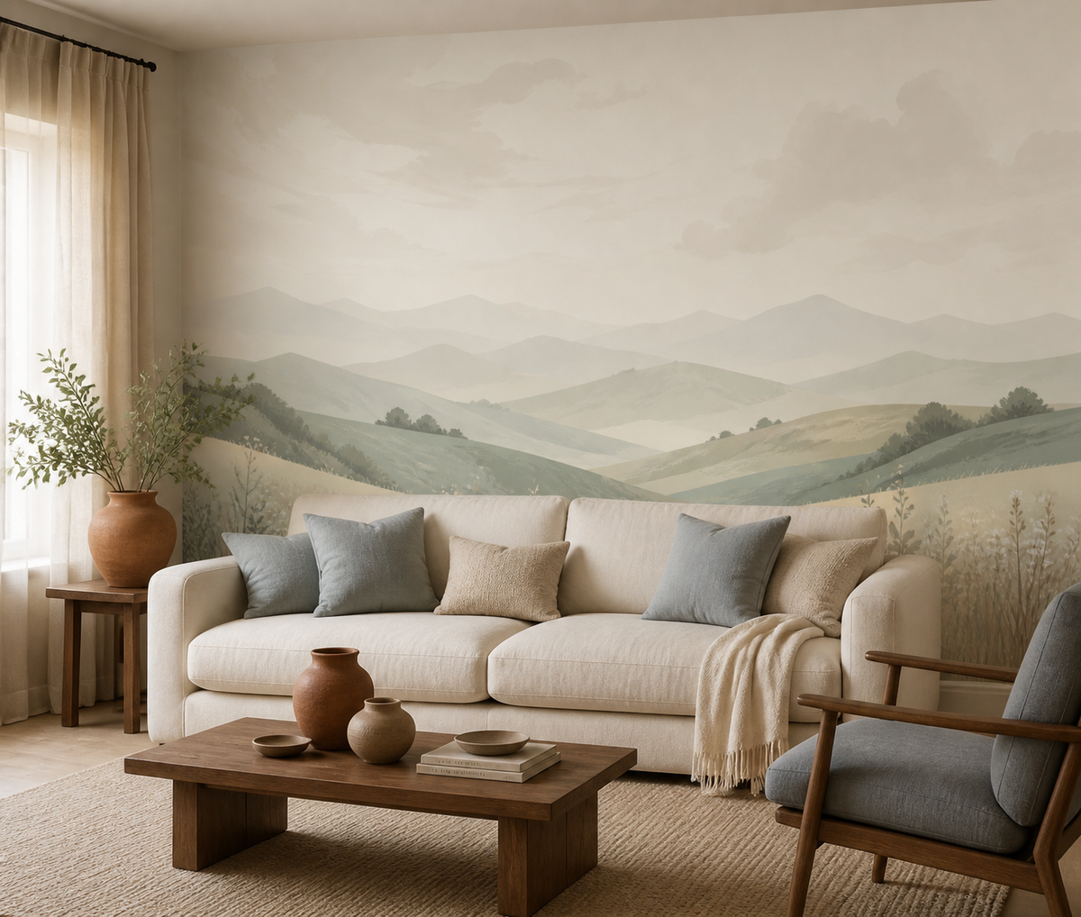 Sage Rolling Wallpaper Mural product view