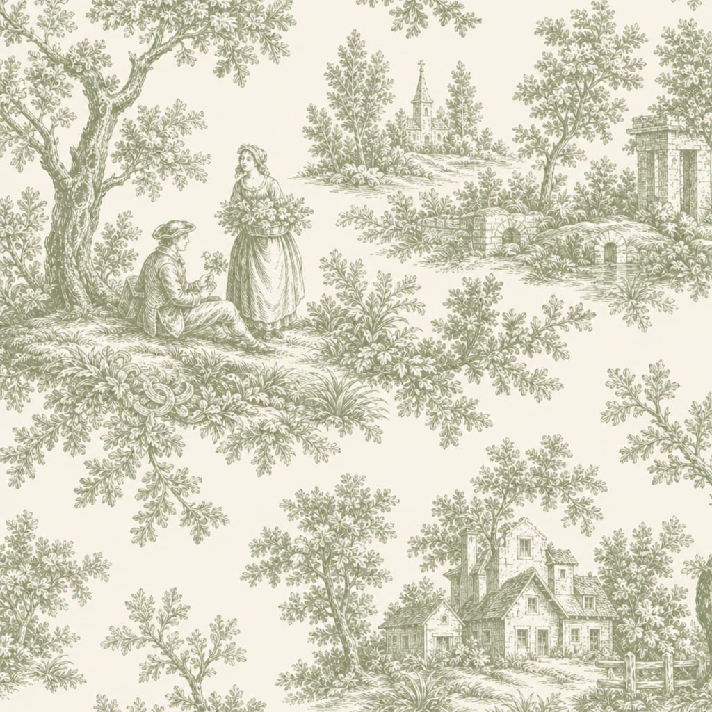 Sage Toile Wallpaper Mural product view