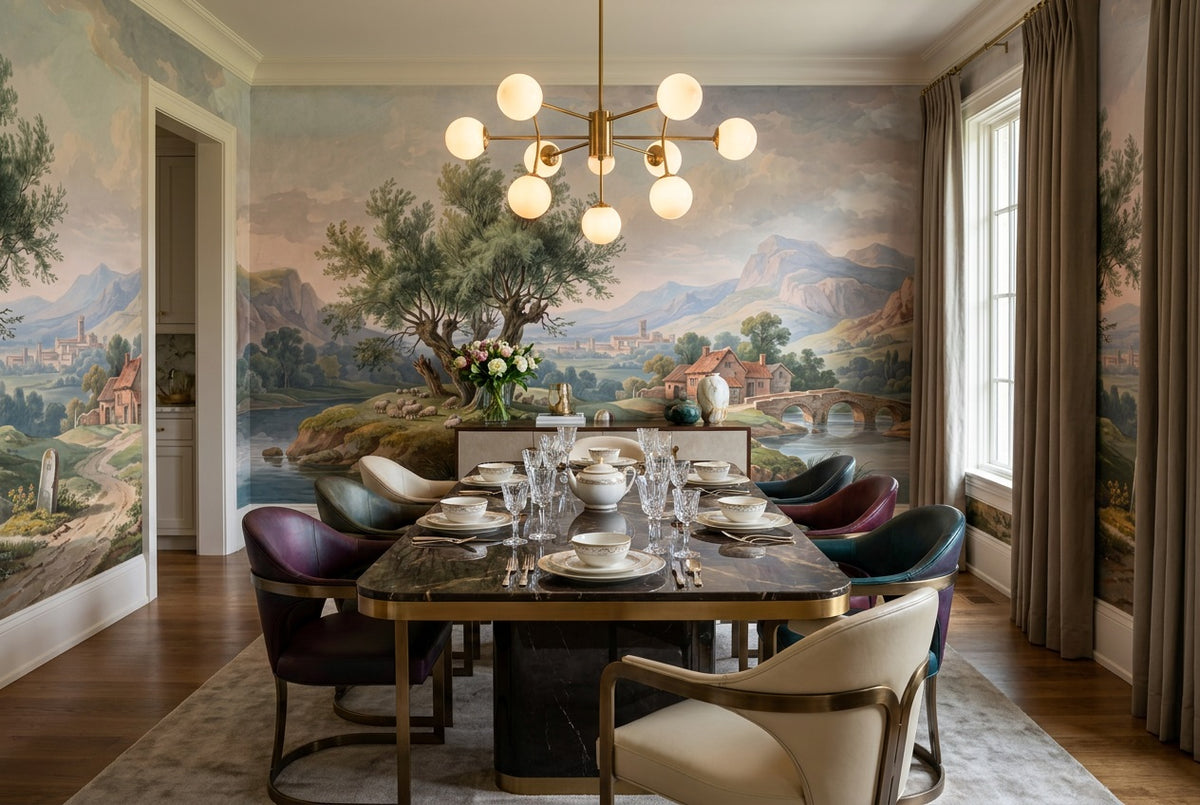 sage village dining room custom stick on non woven vinyl removable wallpaper mural