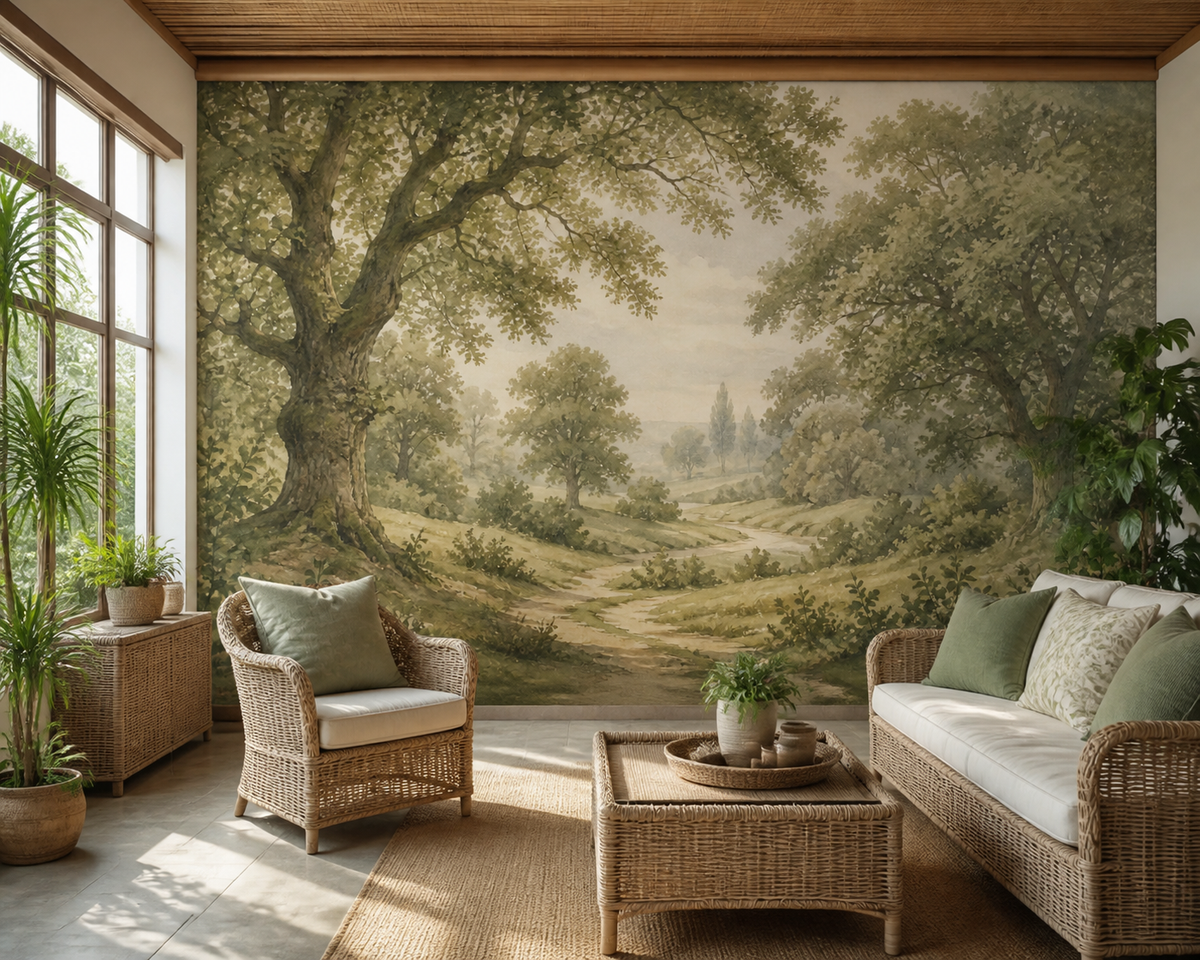Sage Vintage Wallpaper Mural product view