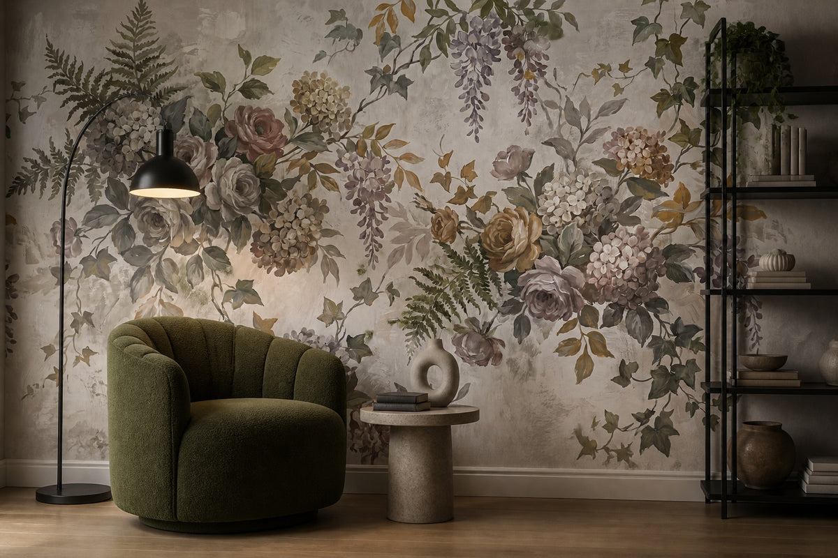 sage vintage jungle wallpaper accent custom peel and stick non woven vinyl removable