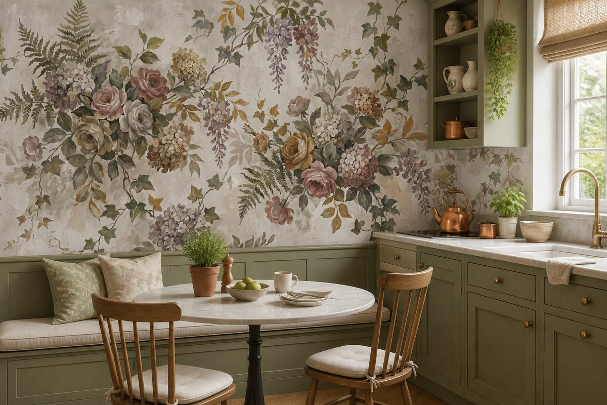 sage vintage jungle wallpaper kitchen custom peel and stick non woven vinyl removable