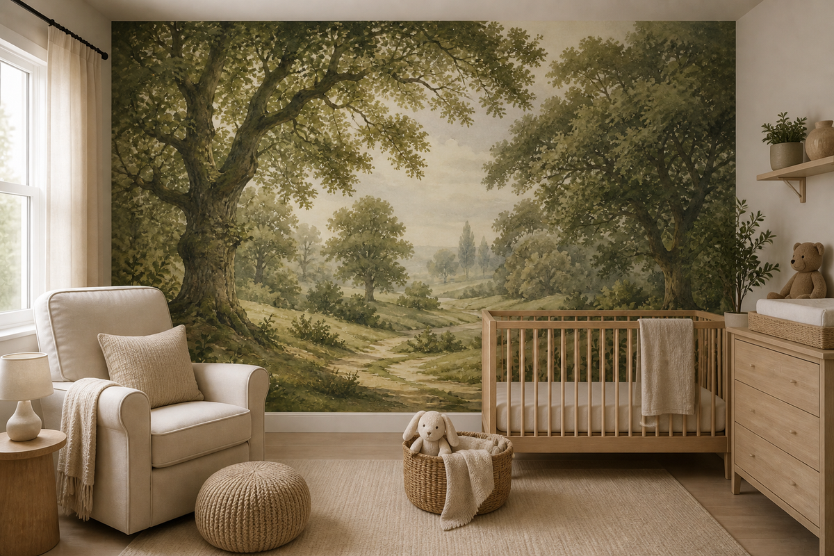 Sage Vintage Wallpaper Mural product view