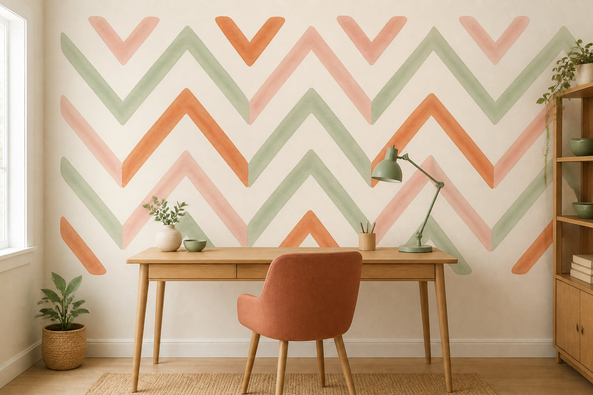 Sage Chevron Wallpaper Mural product view