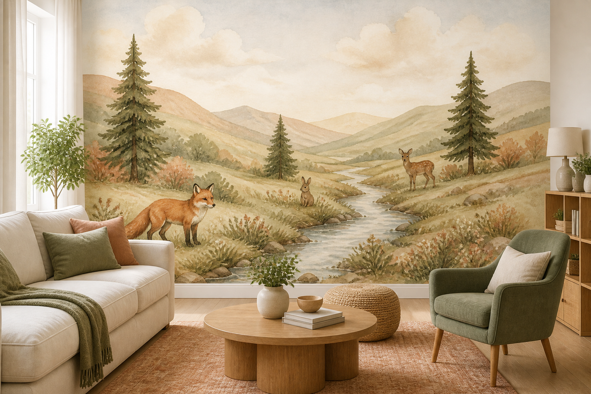 Sage Woodland Wallpaper Mural product view