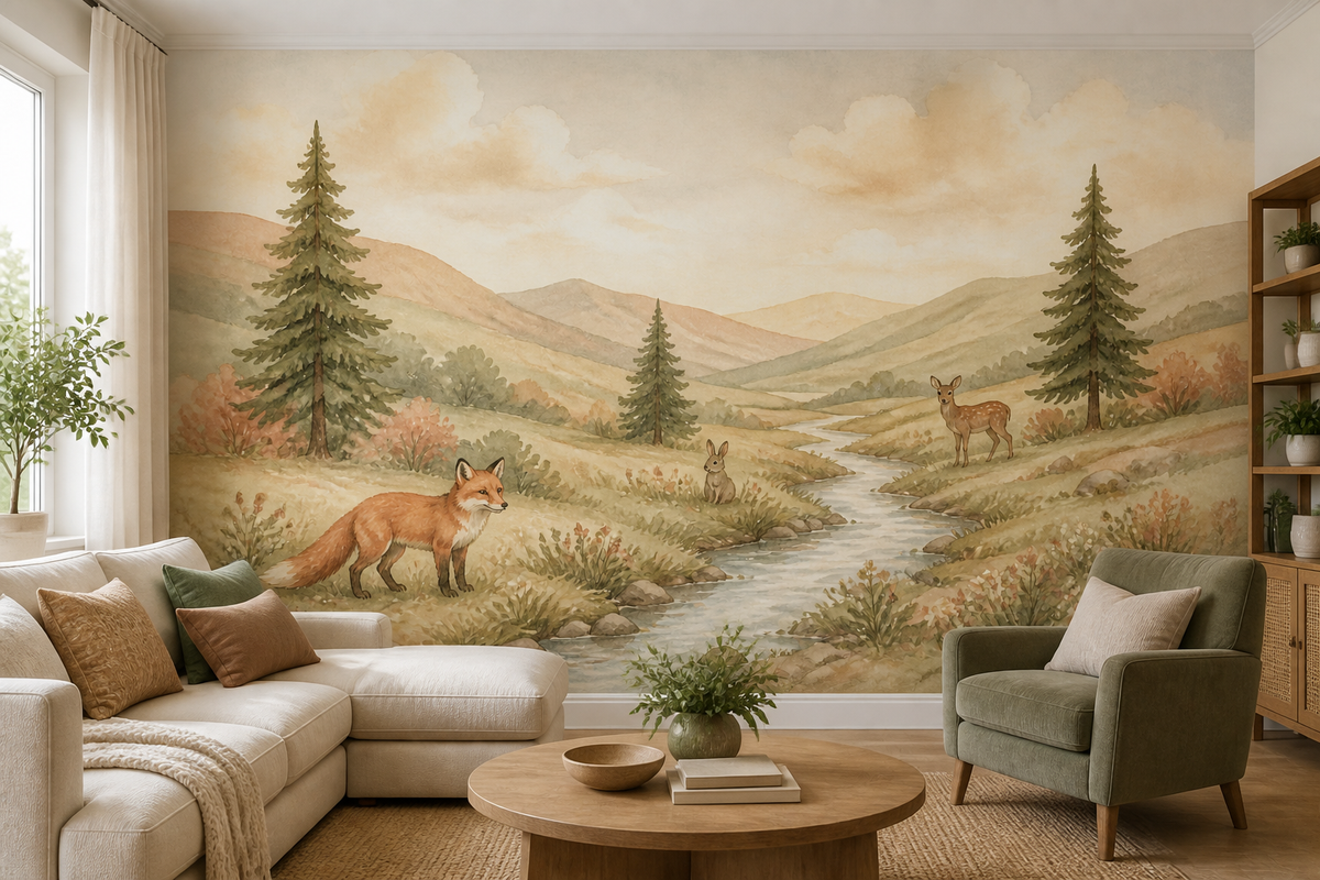 Sage Woodland Wallpaper Mural product view