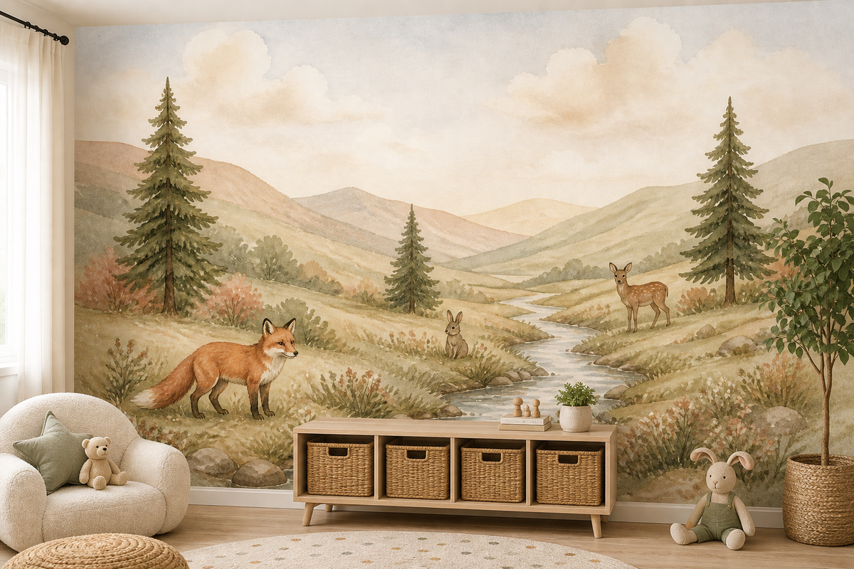 Sage Woodland Wallpaper Mural product view