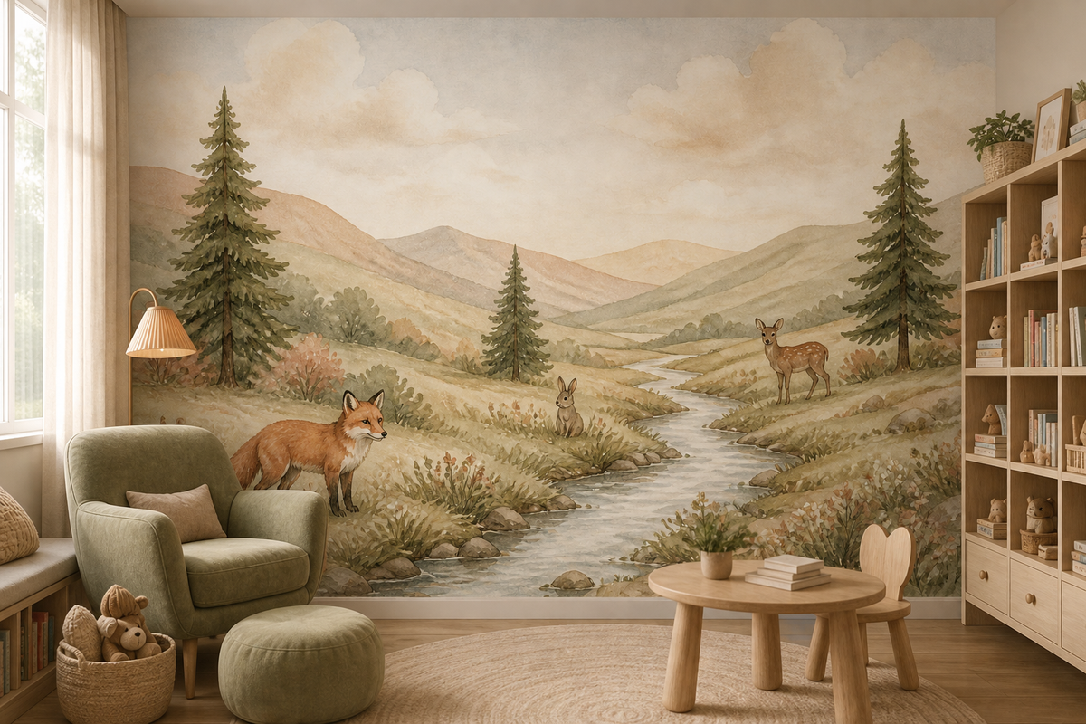 Sage Woodland Wallpaper Mural product view