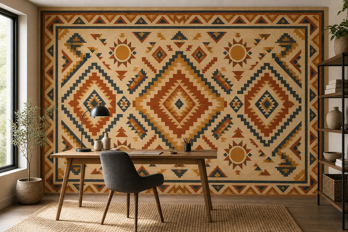 Sand Aztec Sun Wallpaper Mural product view