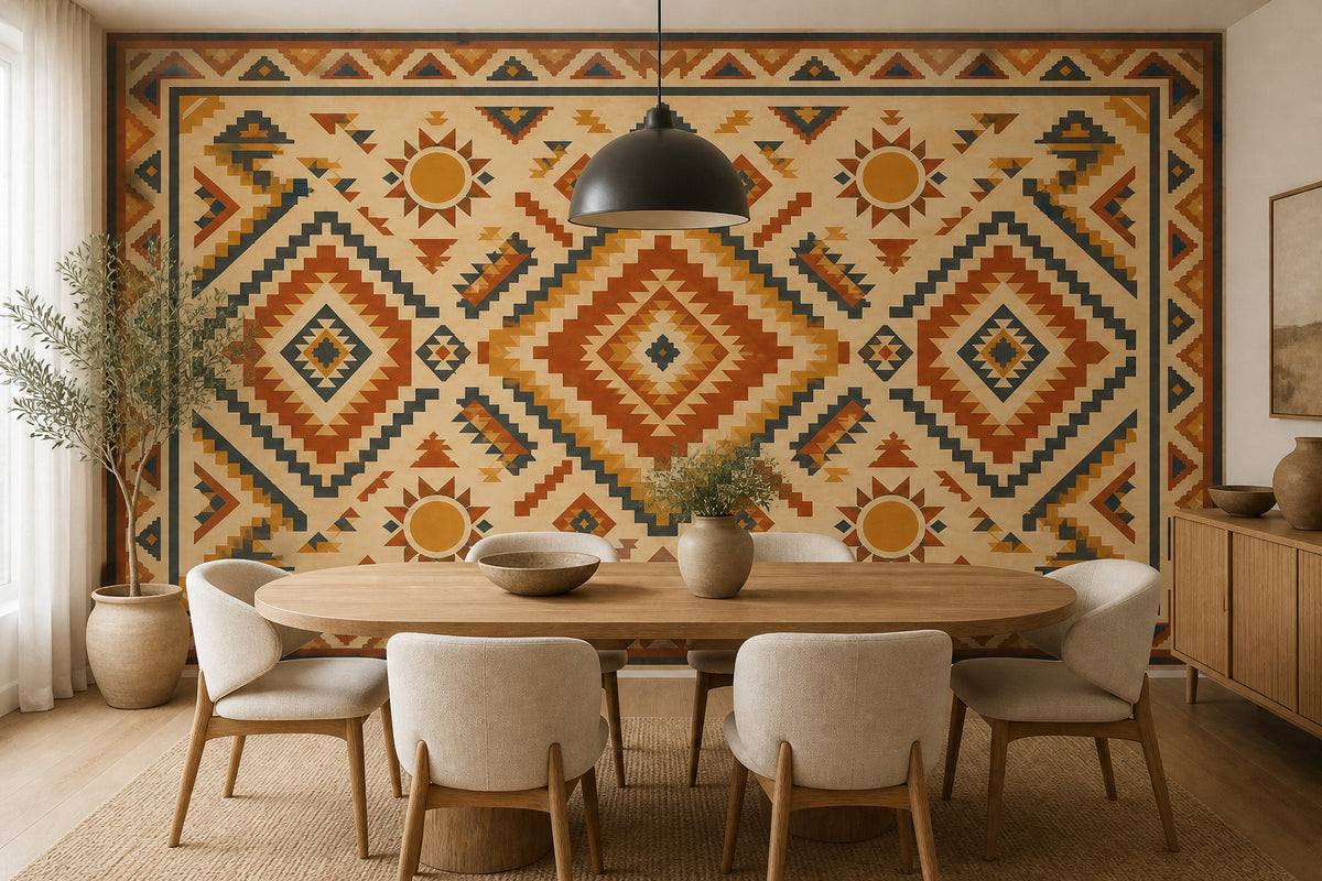 Sand Aztec Sun Wallpaper Mural product view