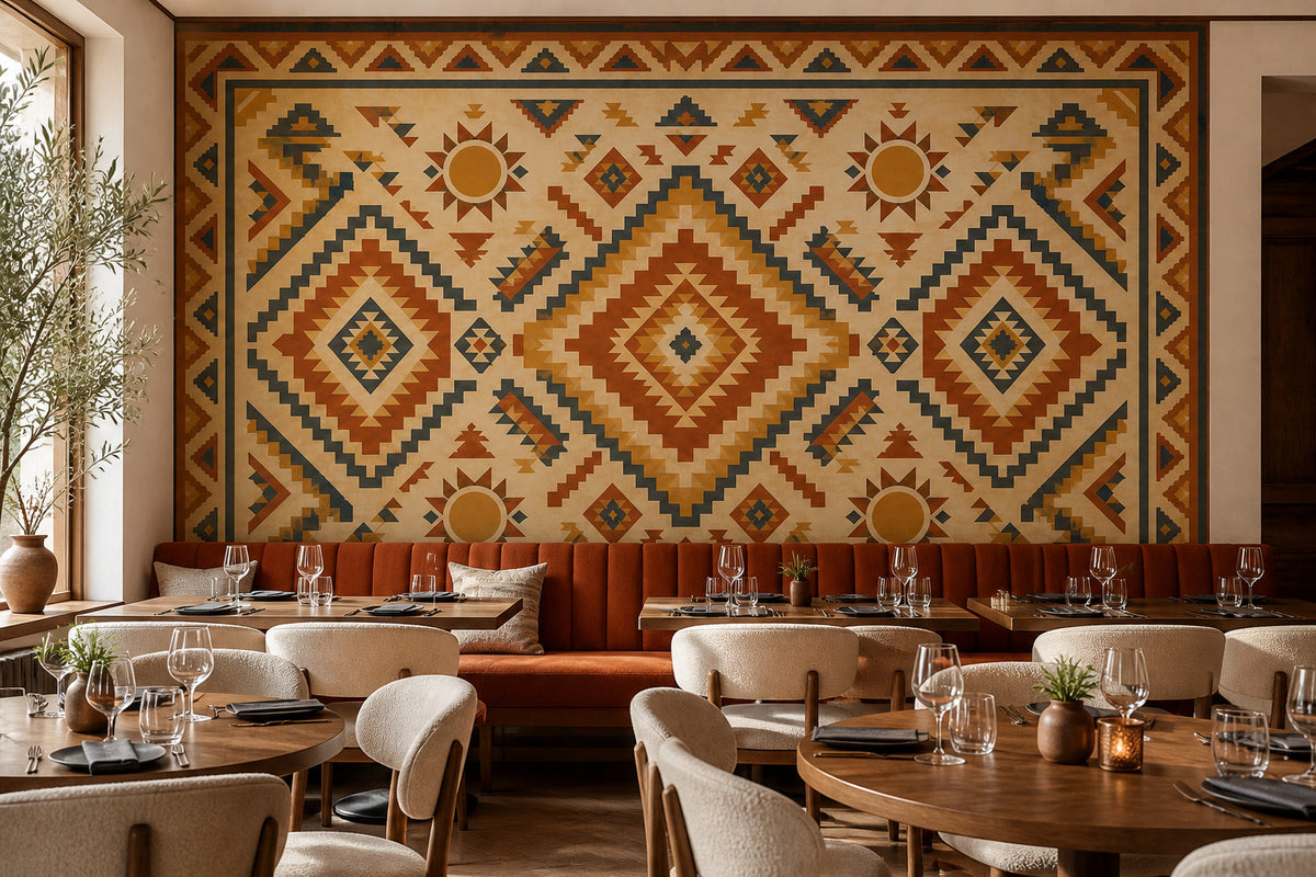 Sand Aztec Sun Wallpaper Mural product view