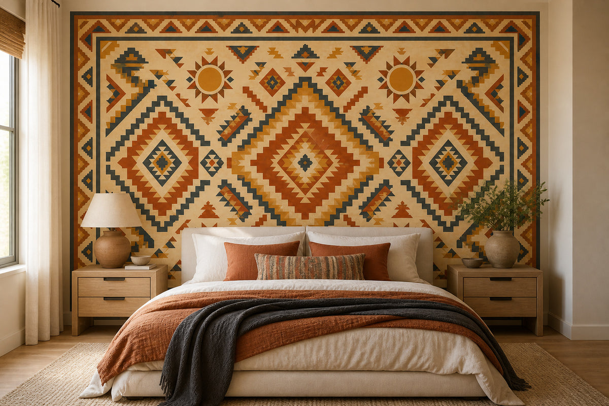 Sand Aztec Sun Wallpaper Mural product view