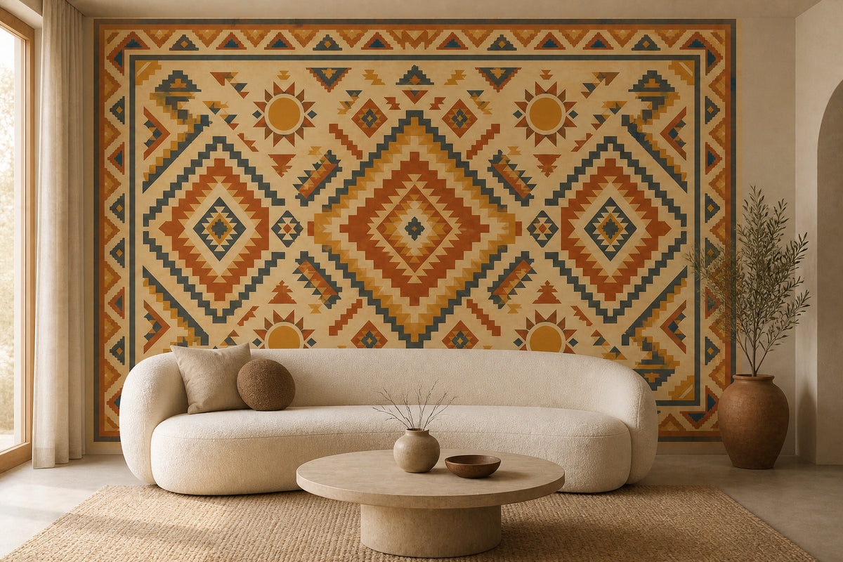 Sand Aztec Sun Wallpaper Mural product view