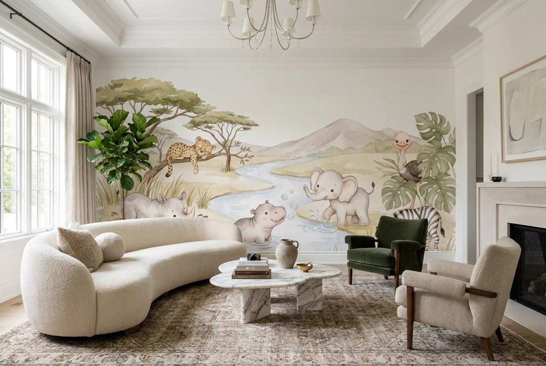 sand baby safari wallpaper mural custom stick on living room removable non woven vinyl