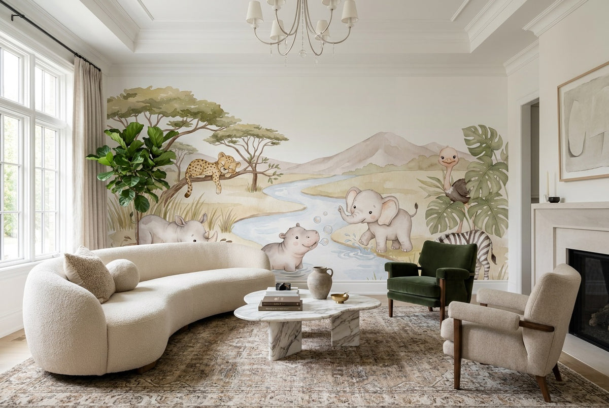 sand baby safari wallpaper mural custom stick on living room removable non woven vinyl