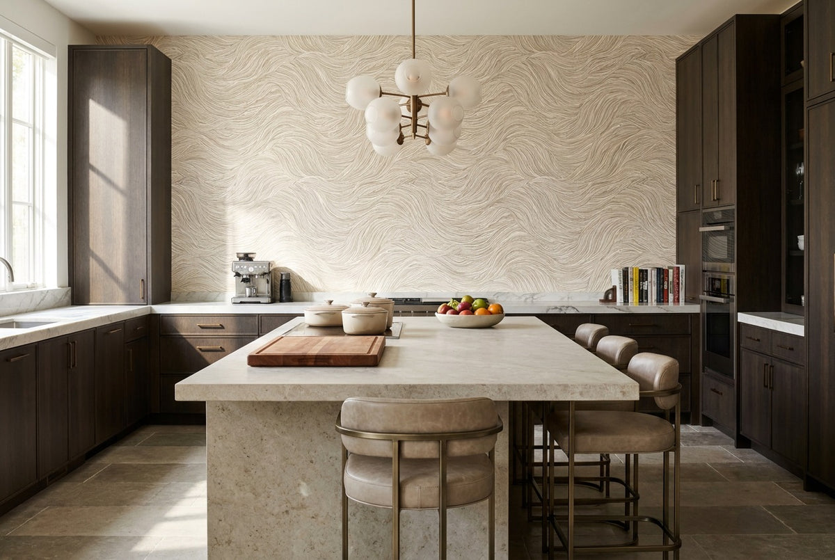 self adhesive custom beige swirl kitchen wallpaper mural removable non woven vinyl