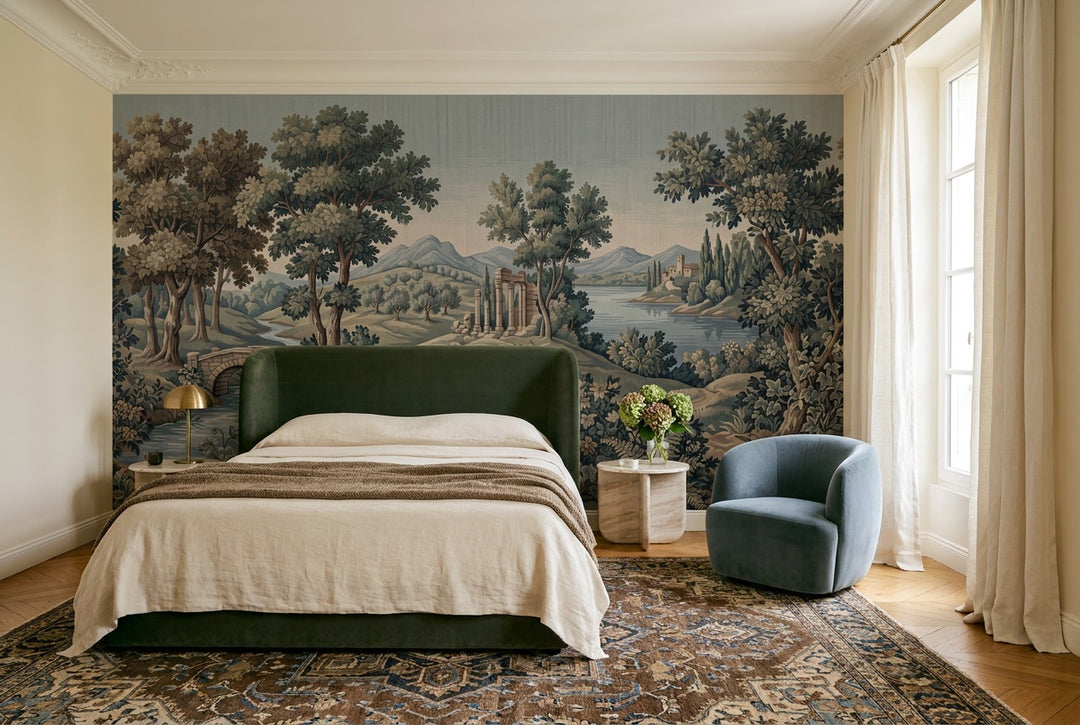 self adhesive custom blue forest bedroom wallpaper mural removable non woven vinyl