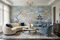 Misty Blue Pavilion Garden Wallpaper Mural