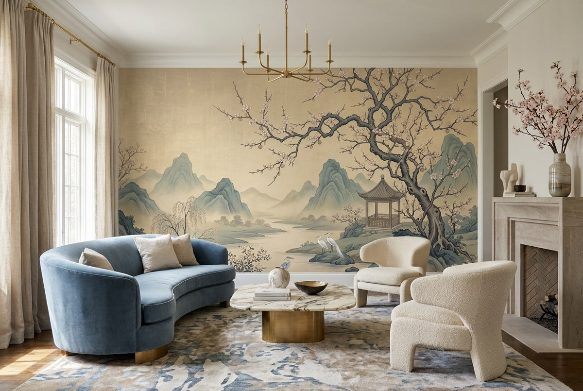 self adhesive custom gold mountains lounge wallpaper mural removable non woven vinyl
