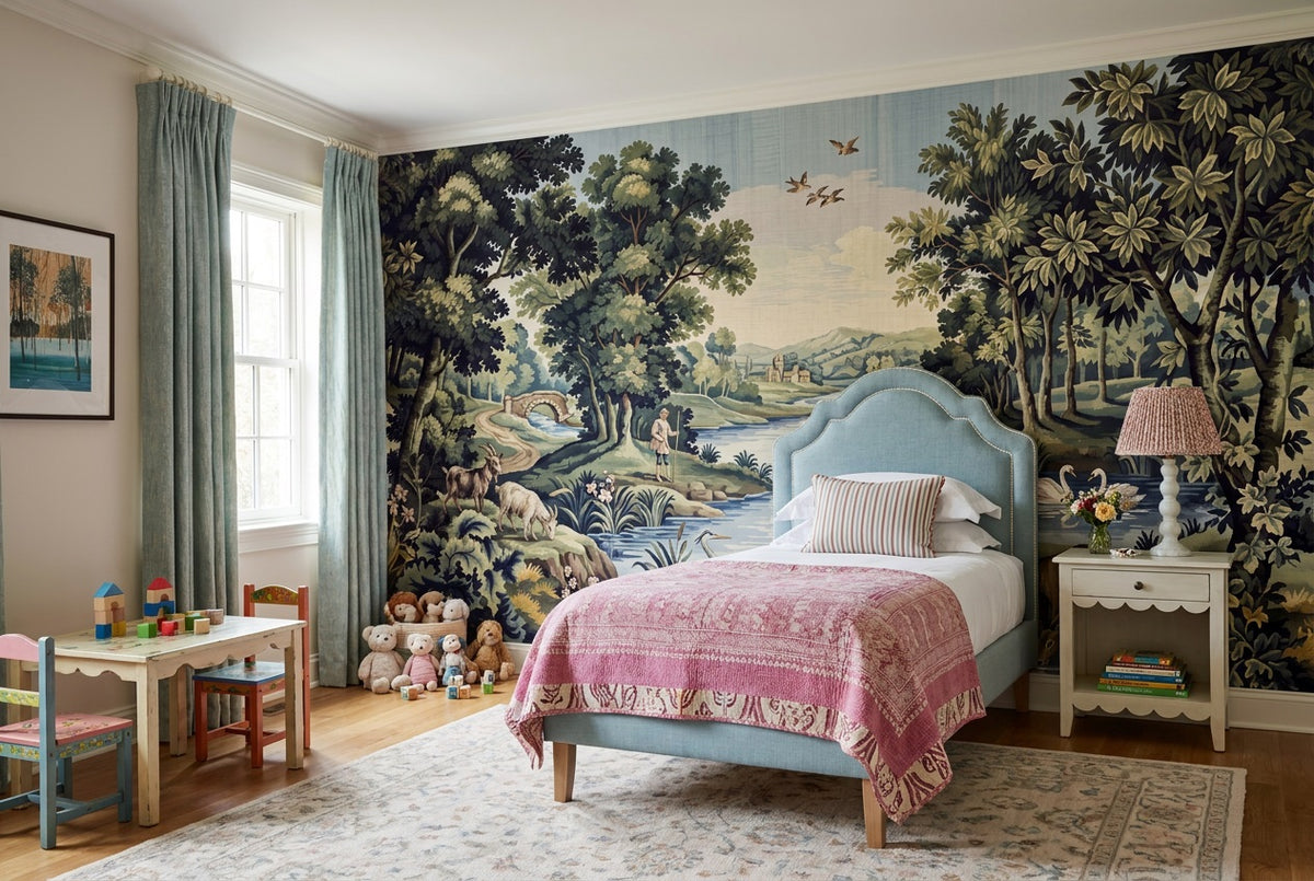self adhesive custom green animals kids room wallpaper mural removable non woven vinyl