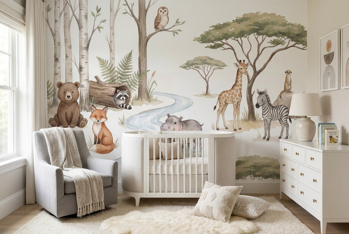 self adhesive custom ivory woodland nursery wallpaper mural removable non woven vinyl