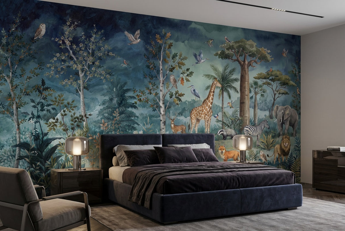 self adhesive custom navy safari bedroom wallpaper mural removable non woven vinyl