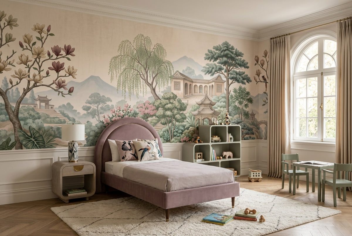 self adhesive custom pastel garden kids room wallpaper mural removable non woven vinyl