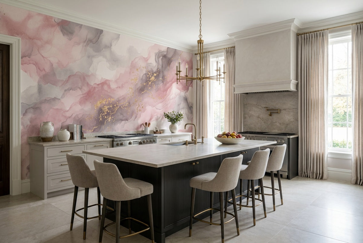 self adhesive custom pink marble kitchen wallpaper mural removable non woven vinyl
