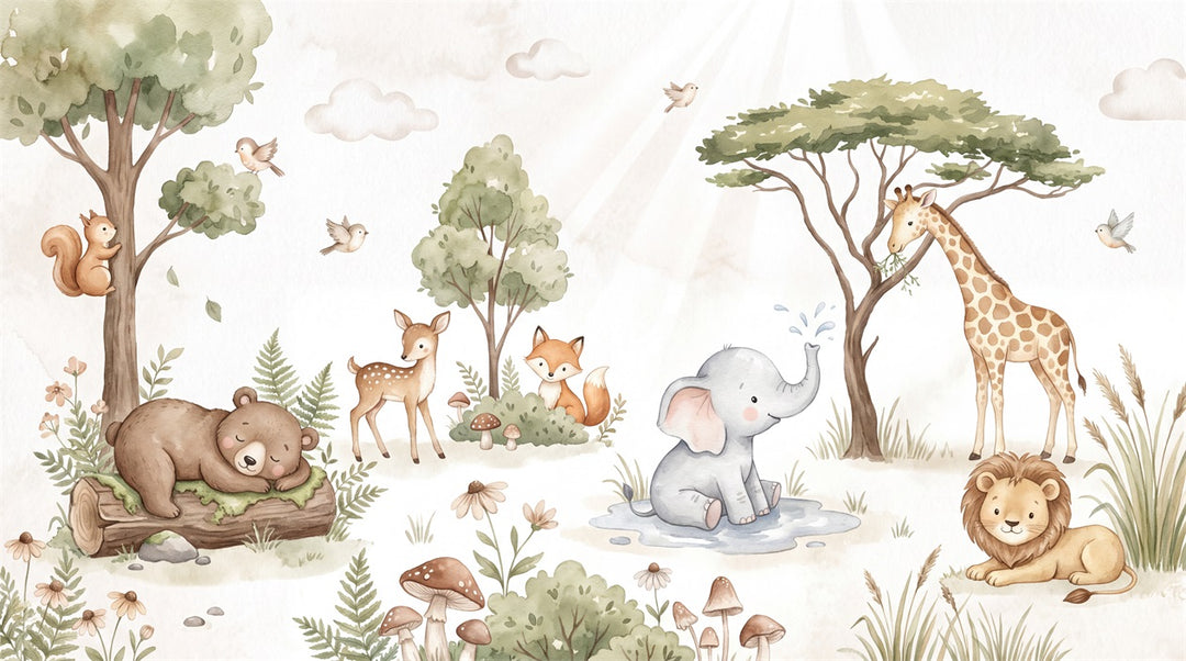 self adhesive custom sage animals wall wallpaper mural removable non woven vinyl main