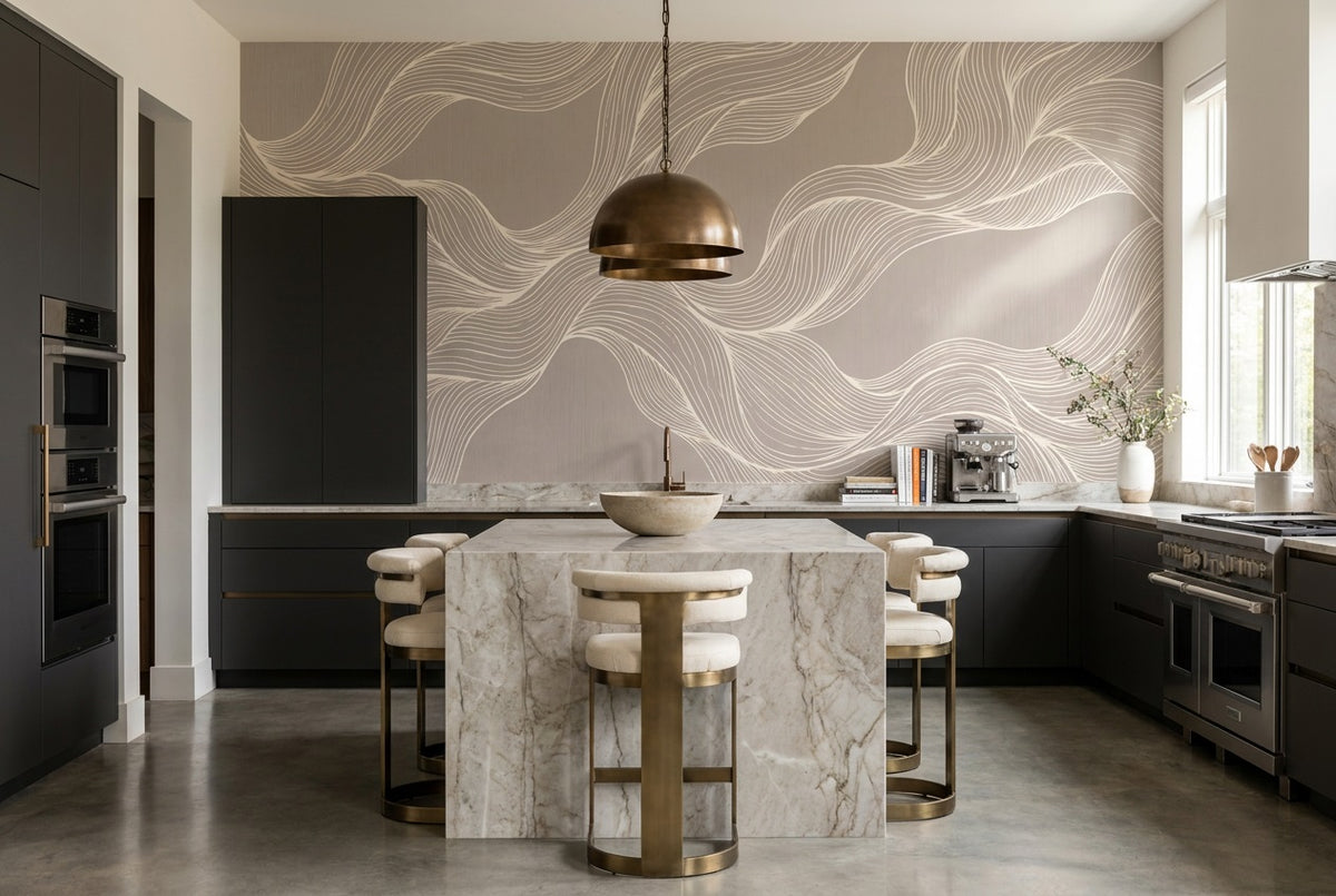 self adhesive custom taupe lines kitchen wallpaper mural removable non woven vinyl