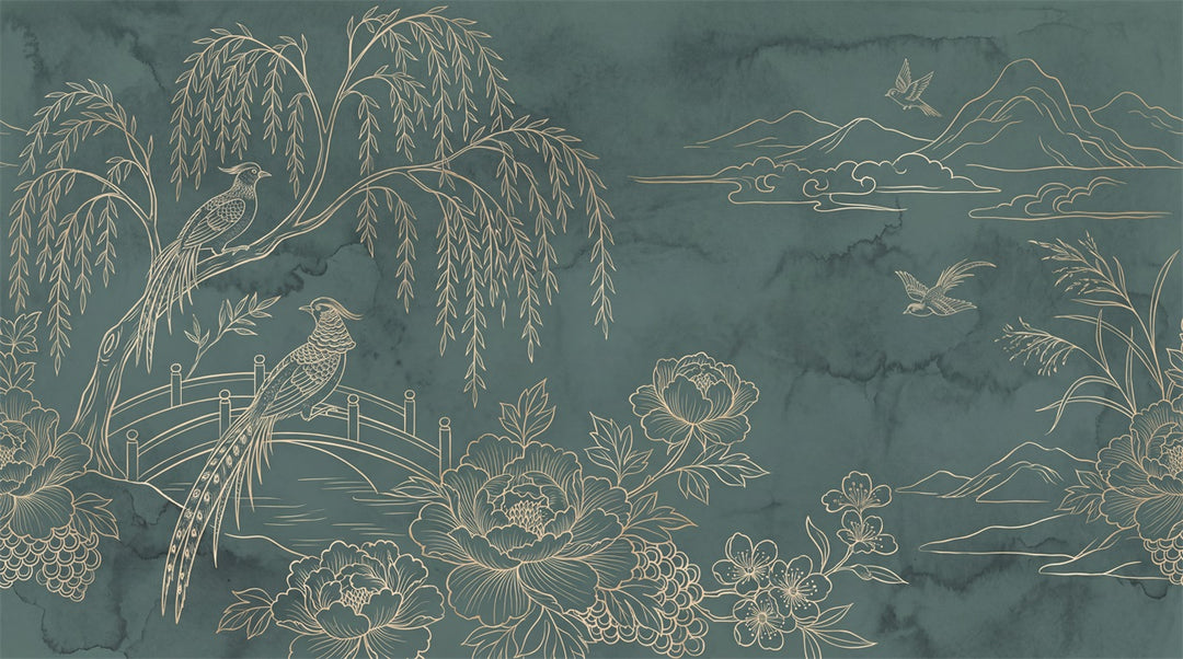 self adhesive custom teal willow wall wallpaper mural removable non woven vinyl main