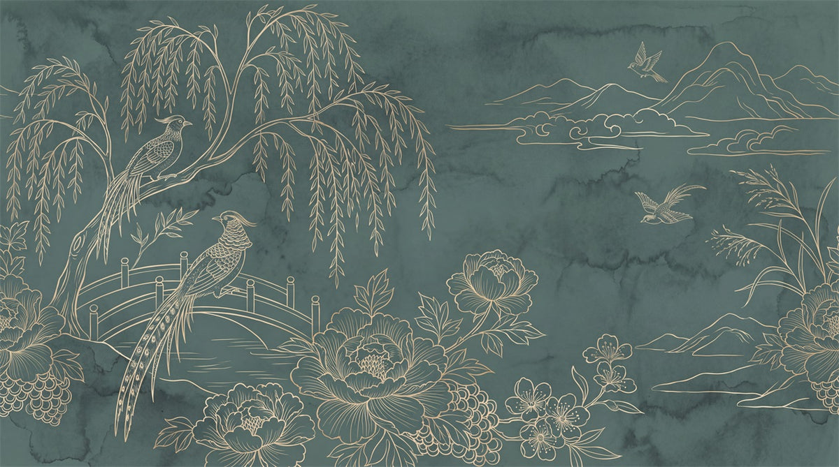 self adhesive custom teal willow wall wallpaper mural removable non woven vinyl main