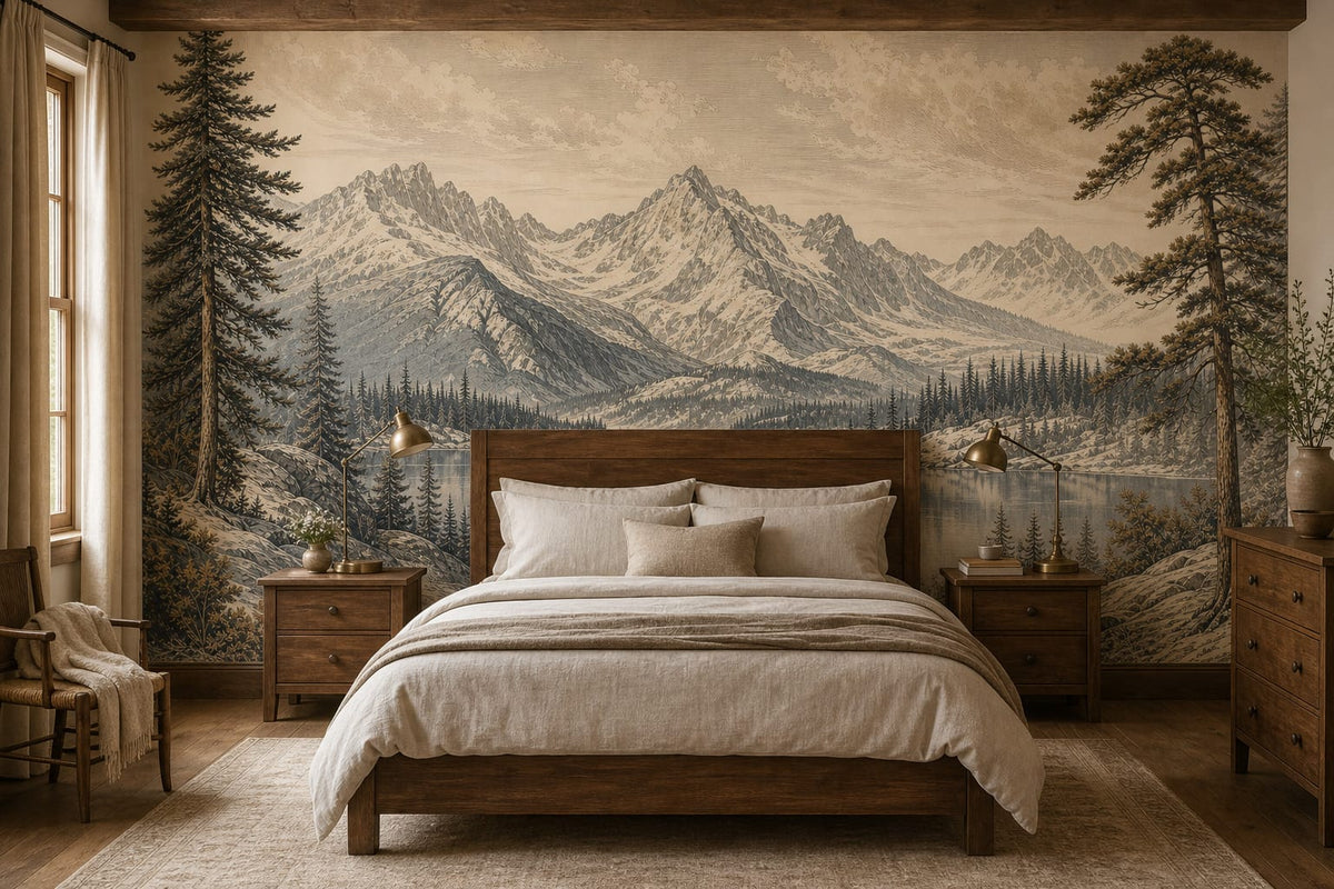 Sepia Alpine Wallpaper Mural product view