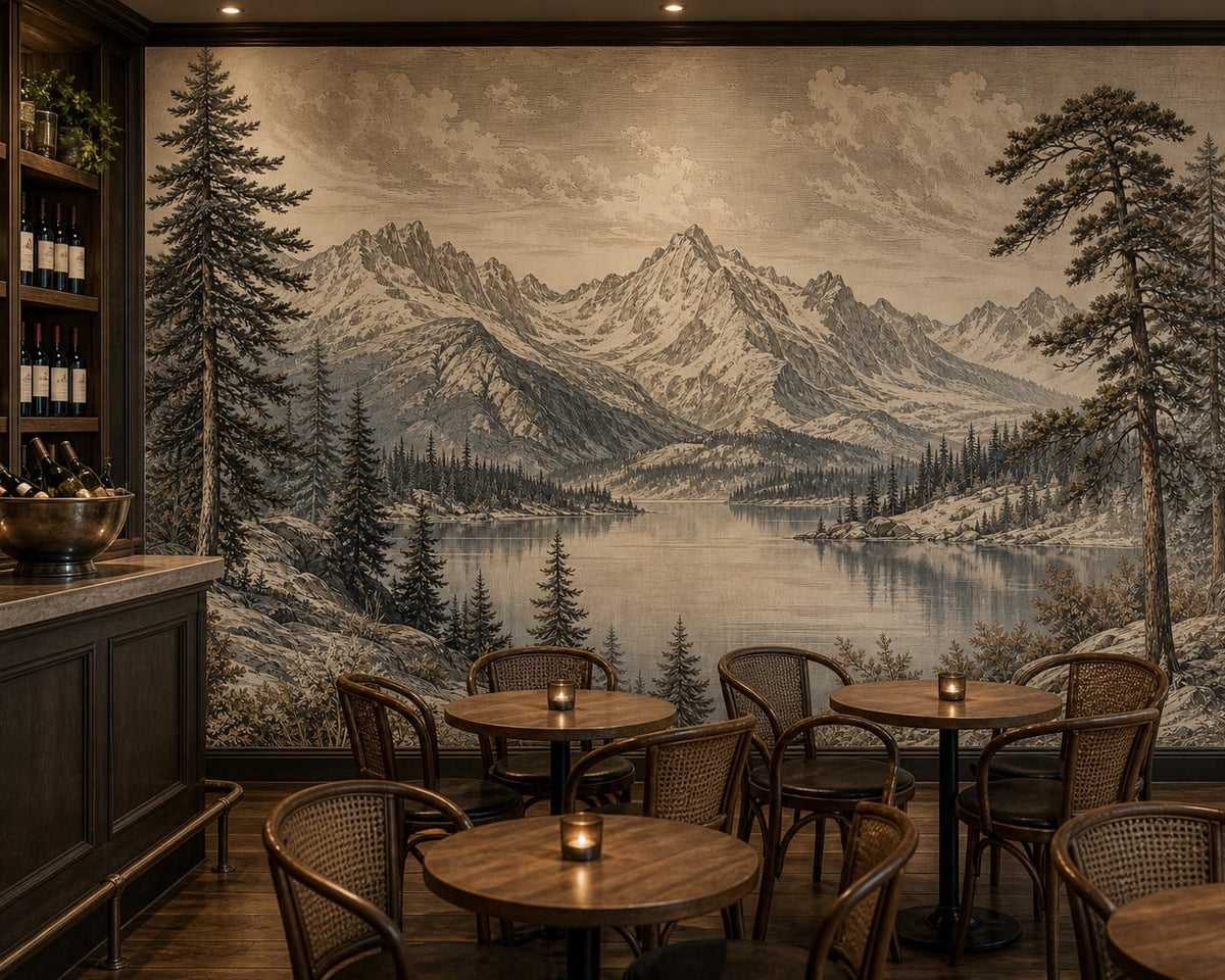 Sepia Alpine Wallpaper Mural product view