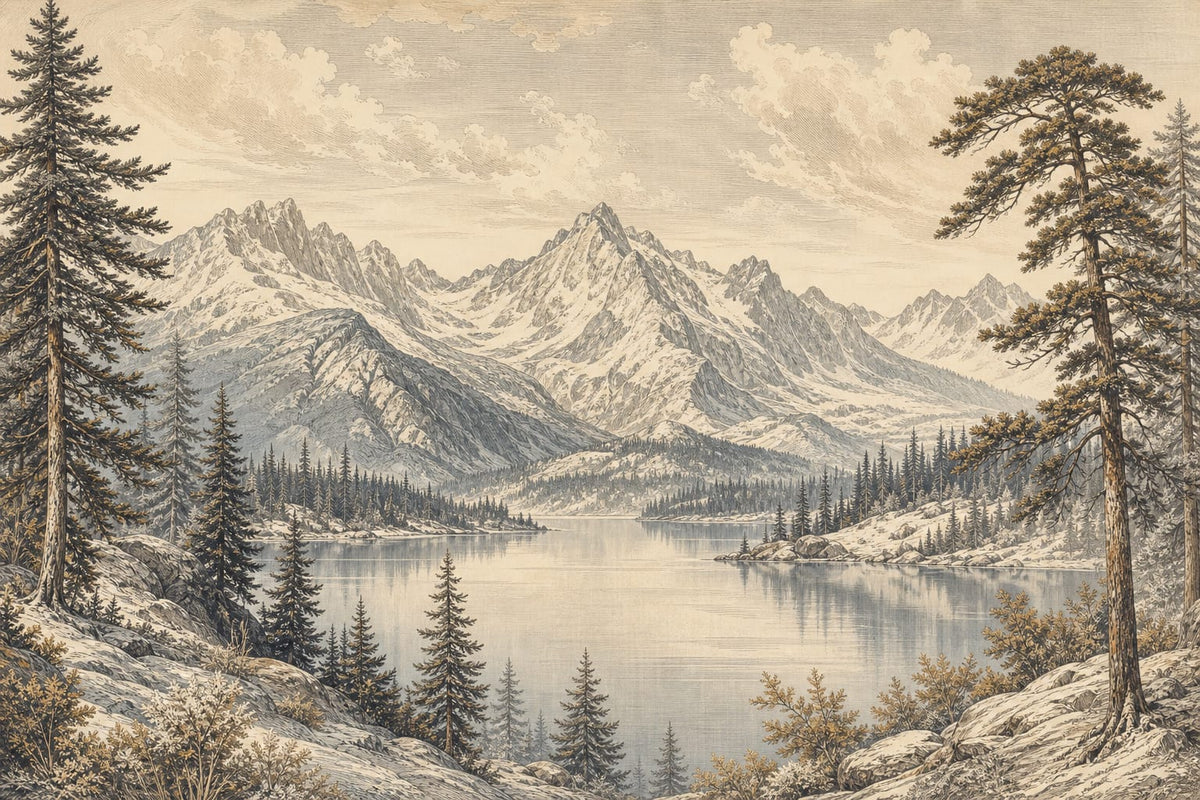 Sepia Alpine Wallpaper Mural product view