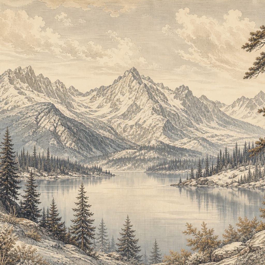Sepia Alpine Wallpaper Mural product view