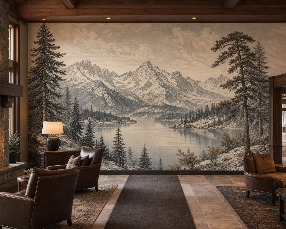 Sepia Alpine Wallpaper Mural product view