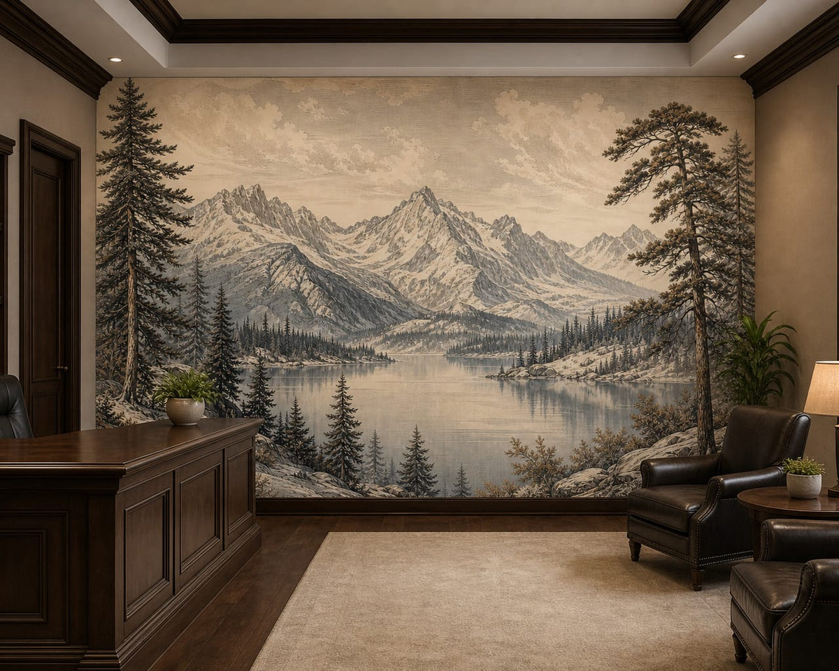 Sepia Alpine Wallpaper Mural product view