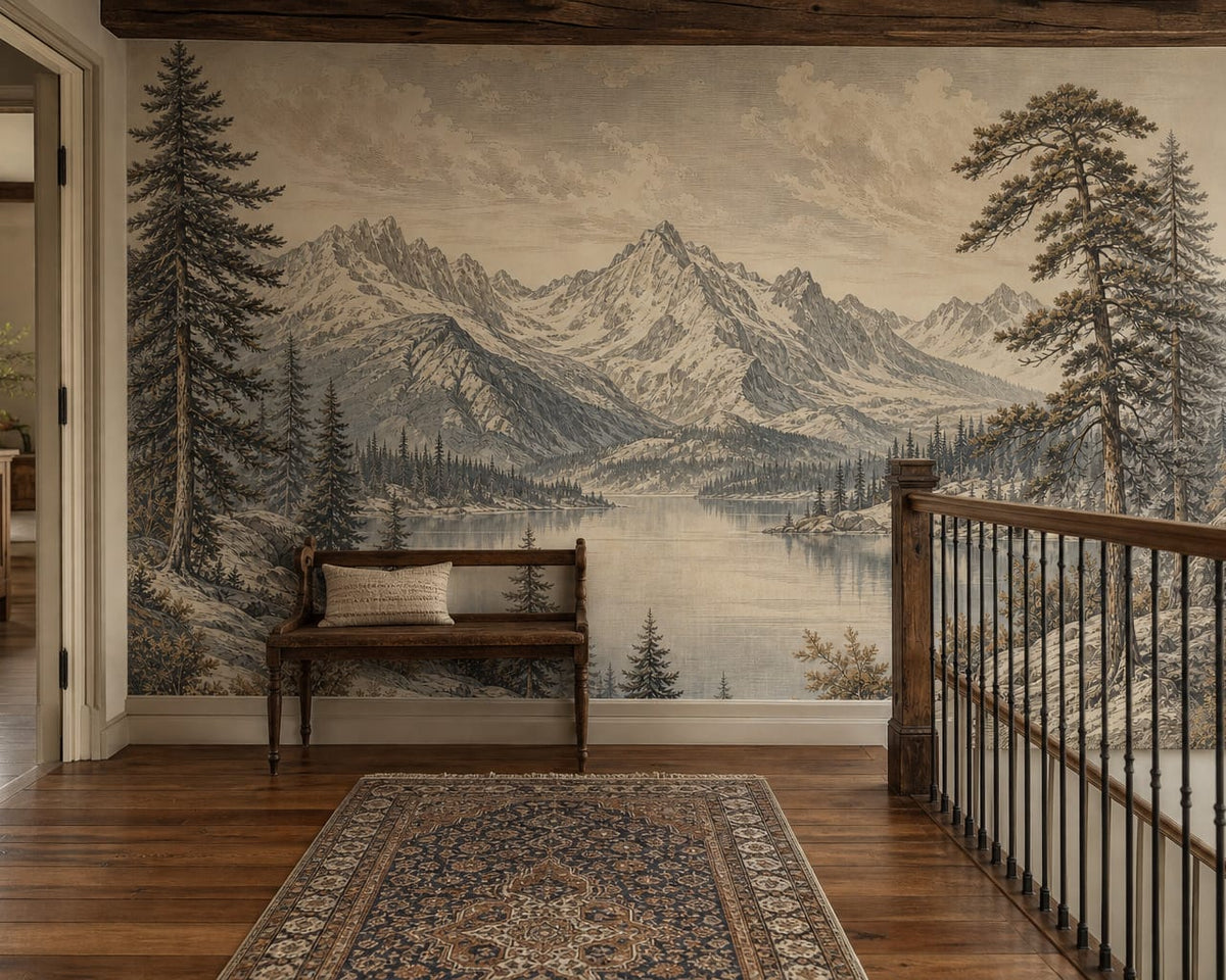 Sepia Alpine Wallpaper Mural product view