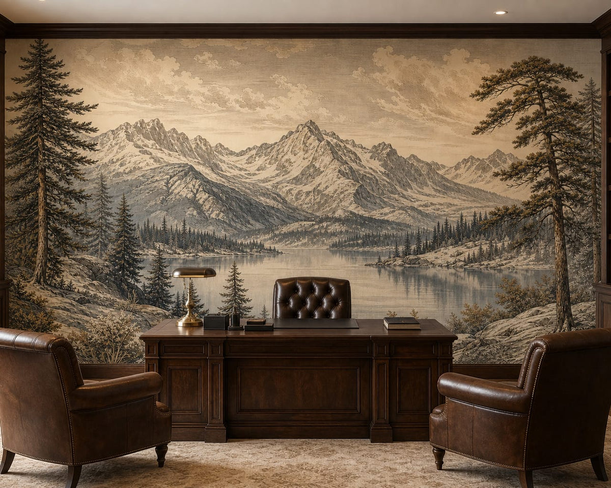 Sepia Alpine Wallpaper Mural product view